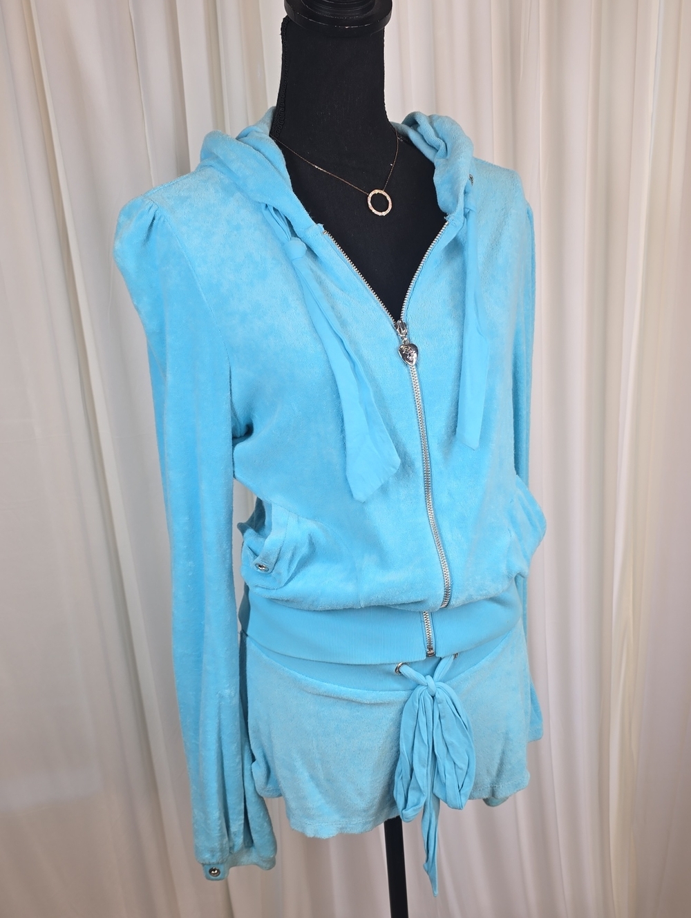 Twisted Heart Y2K Blue Hoodie & Short Set